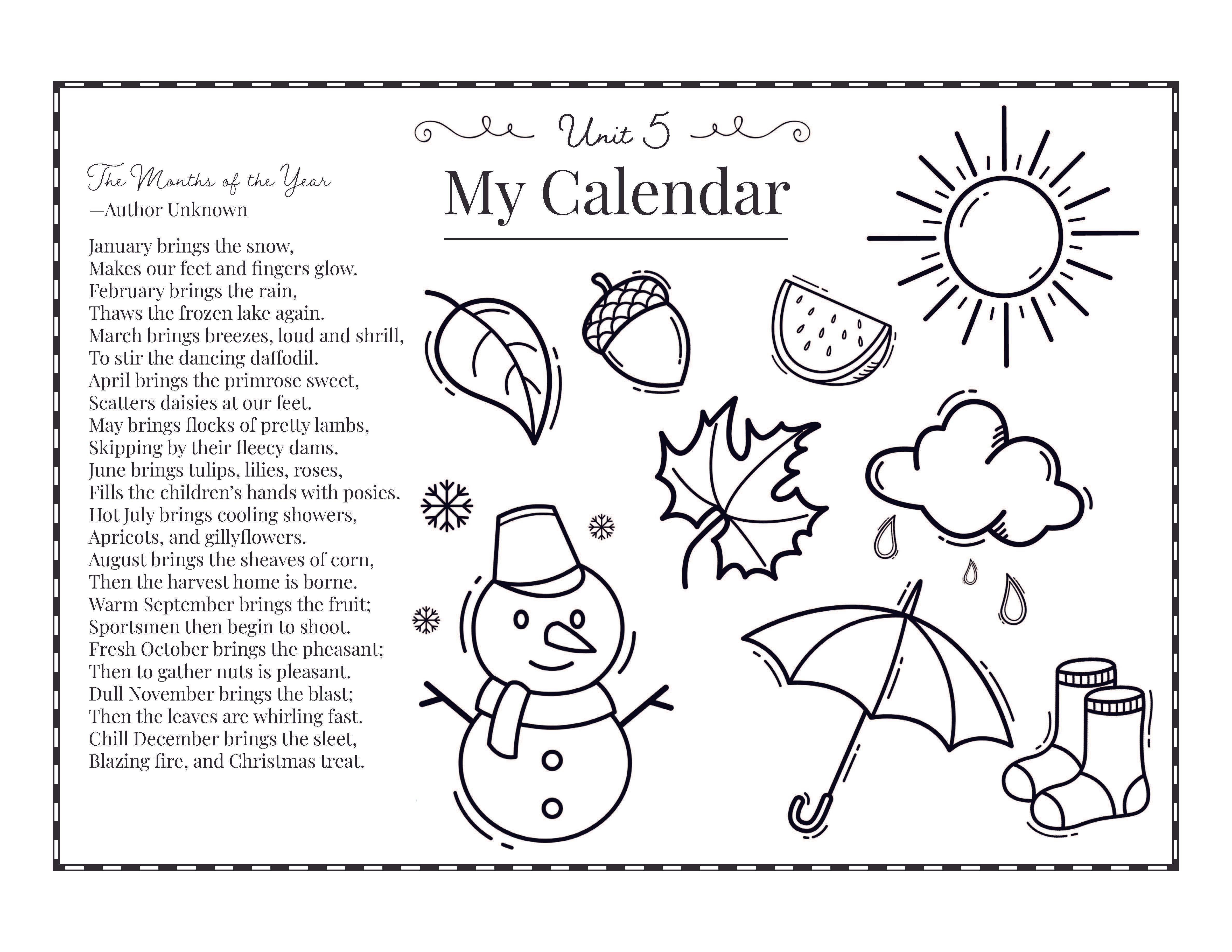 Months of the Year Personal Calendar